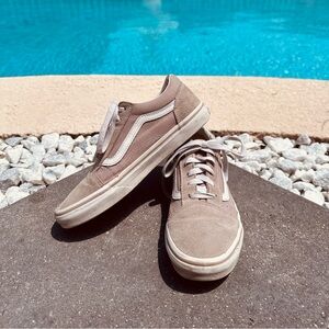 Vans Tan and White Old Skool Sneakers